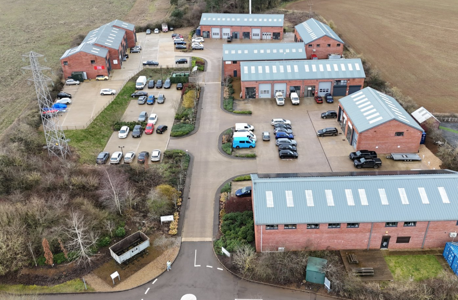 Aerial shot of business property