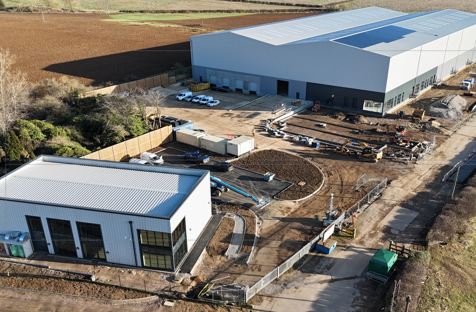 Aerial shot of warehouse